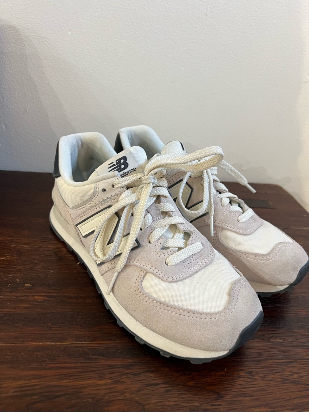 New Balance Women's Beige, White & Gray Lace-Up Sneakers